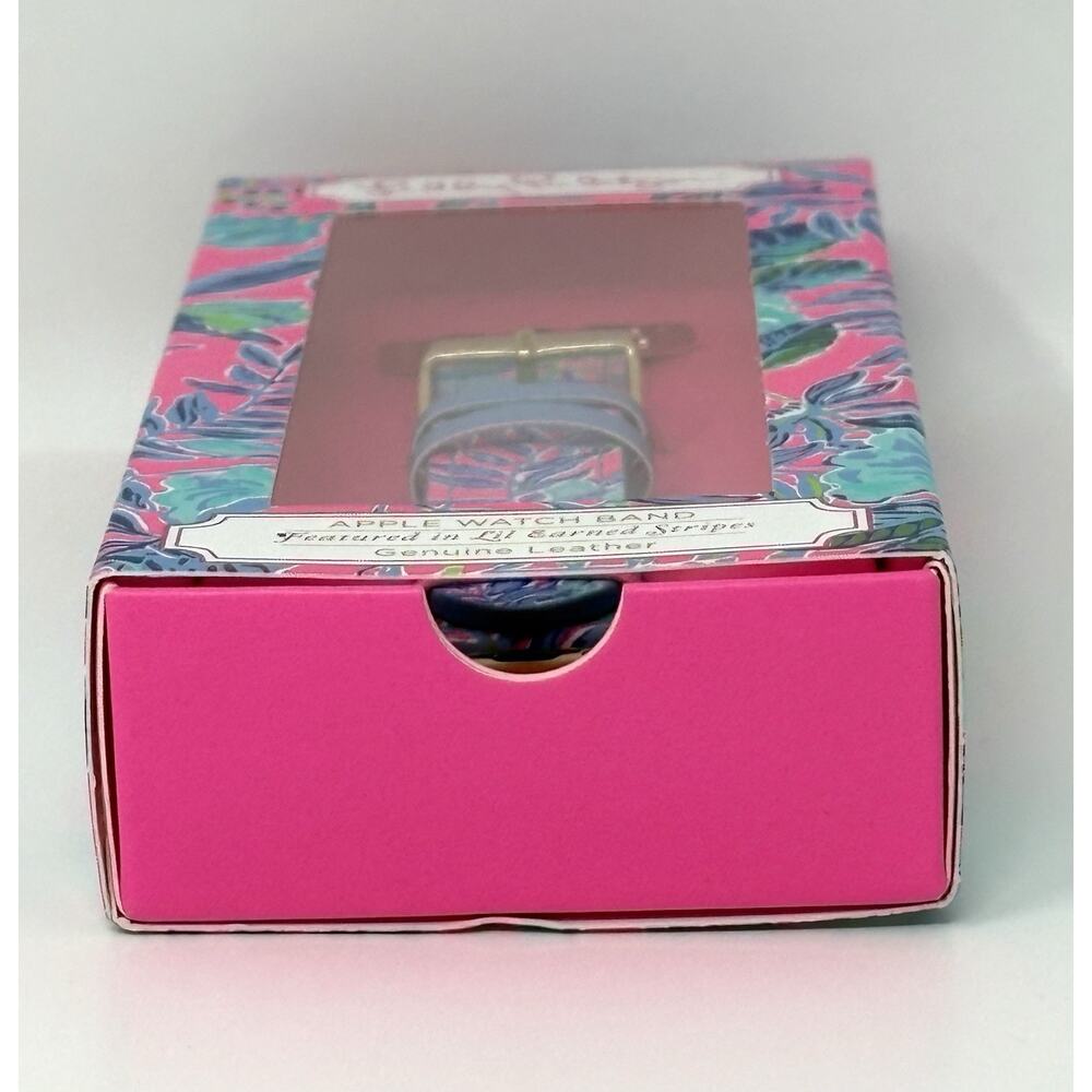 Lilly Pulitzer Pink Blue Leather Apple Watch Band 38,40mm Lil Earned Stripes NIB - Picture 12 of 12